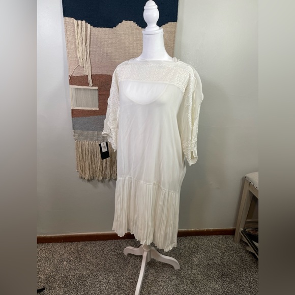 Isabel Marant White Sheer Embroidered Fully Lined Pleated Mini dress 10 NWT - Picture 2 of 11